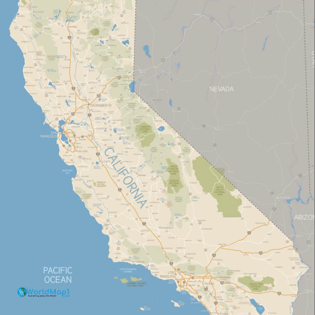 Carte de la Californie avec la région de la baie de San Francisco